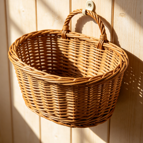Natural Rattan Wall-Mounted Storage Basket – Perfect for Organizing Sundries