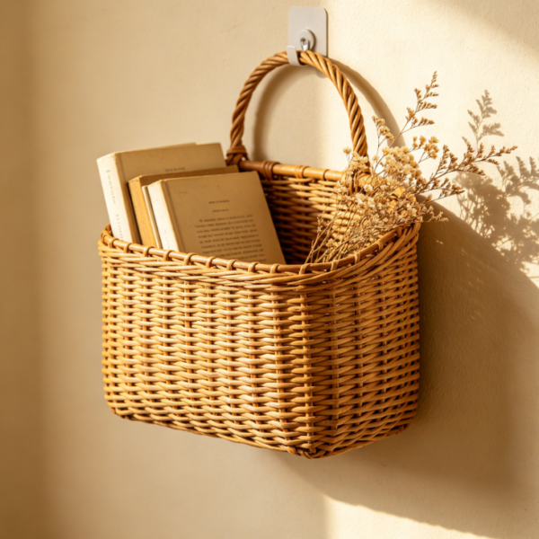 Trendy Rattan Wall Basket – Ideal for Entryway Wall Storage