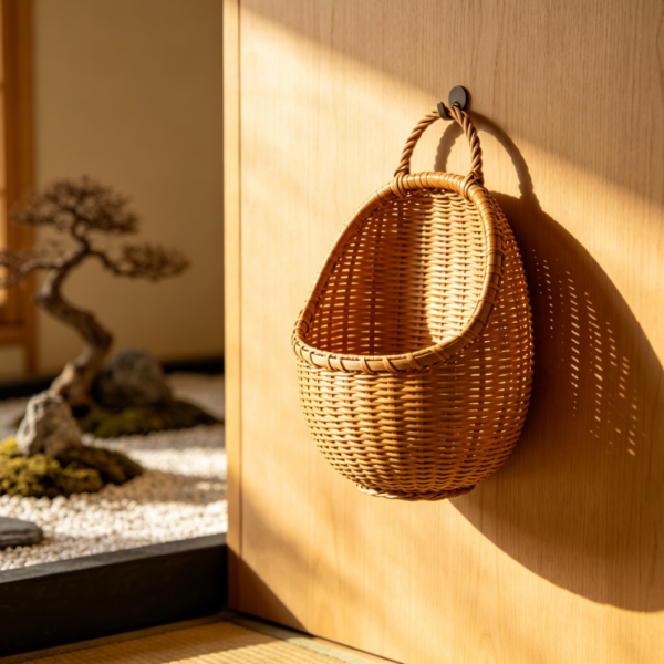 Artistic Rattan Wall Basket – Study Room Wall Storage for Small Items